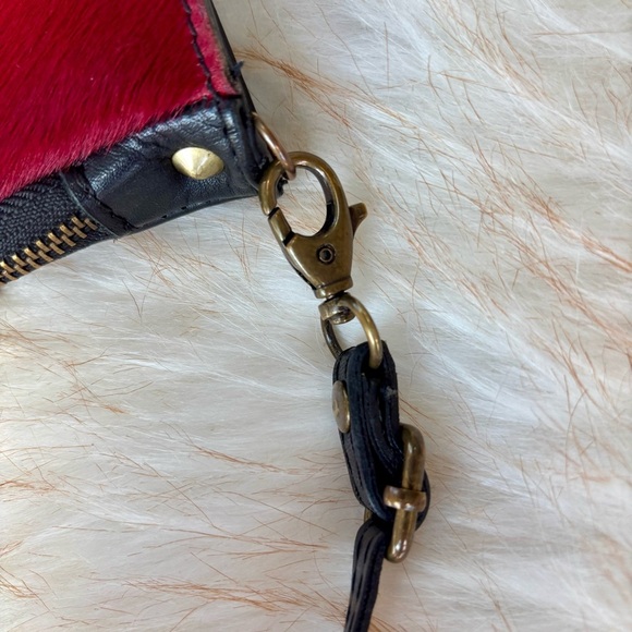 Italian Made Red Cowhide Black Leather Crossbody Bag - Picture 11 of 14